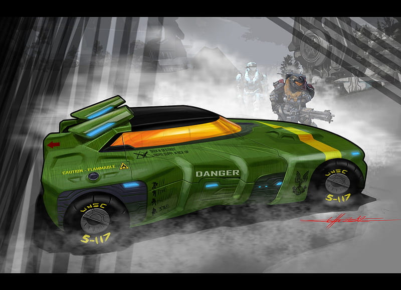 Halo speeder, carros, digital, master chief, Halo, HD wallpaper