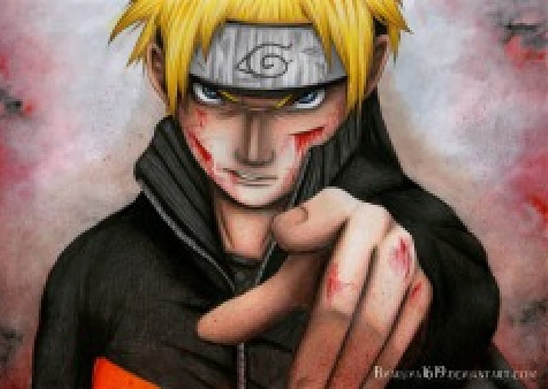 I'll take that mask off your face!, fanart, guerra, hurt, naruto, blond, obito, anime, blood, HD wallpaper