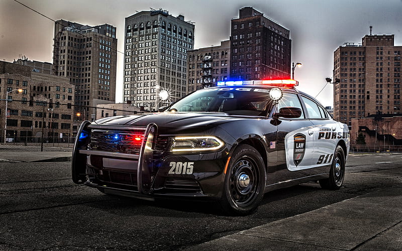 Dodge Charger, American police car, exterior, police emergency lights, USA, police, Police, Charger Pursuit, Dodge, HD wallpaper