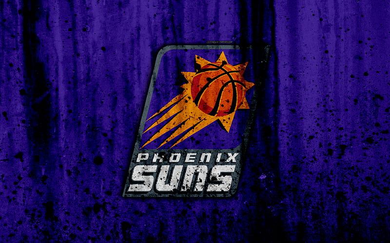 Phoenix Suns, grunge, NBA, basketball club, Western Conference, USA, emblem, stone texture, basketball, Pacific Division, HD wallpaper