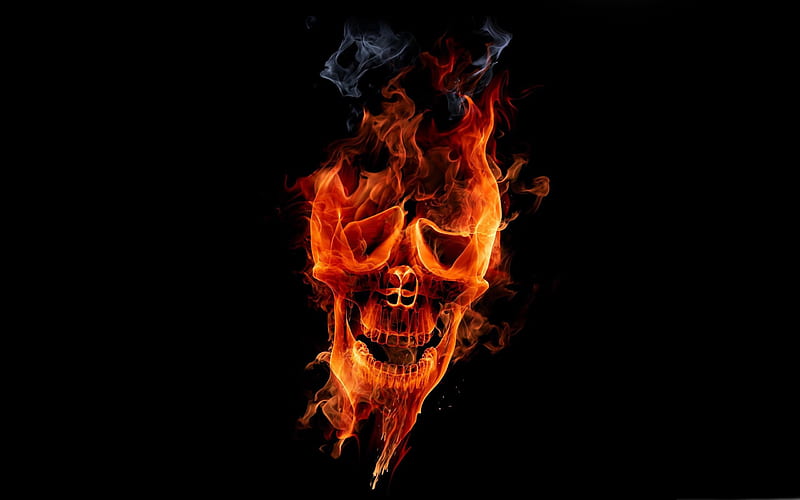 fire skull-The fire of artistic creativity design, HD wallpaper
