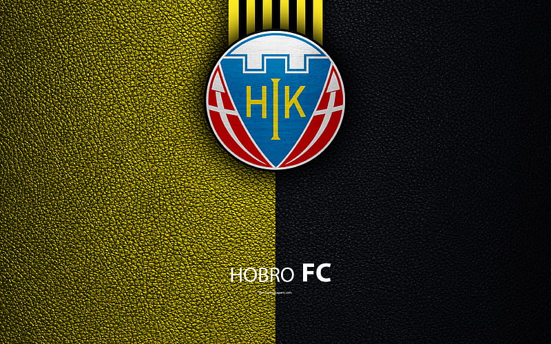 Hobro IK logo, leather texture, Hobro FC, Danish football club, Superligaen, football, Danish Superleague, Hobro, Denmark, HD wallpaper
