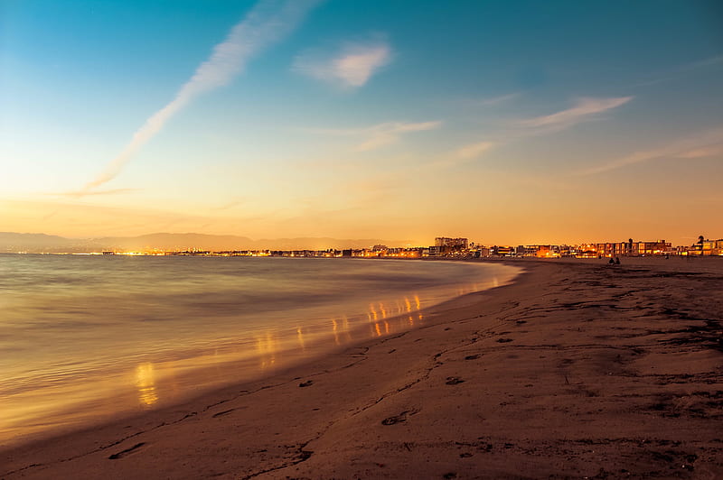 Venic Beach Sunset, beach, sunset, nature, HD wallpaper