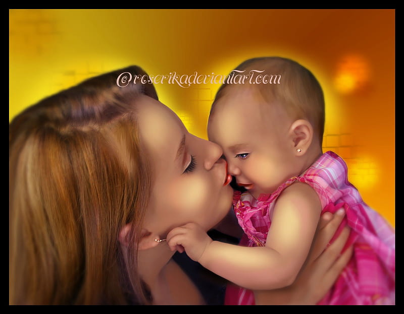 ✫Unconditional Love✫, unconditional, pretty, bonito, adorable, digital art, mother, Mothers Day, women, manipulation, emotional, people, love, child, female, lovely, mom, baby, bond, warmth, hugs, kisses, tender touch, HD wallpaper