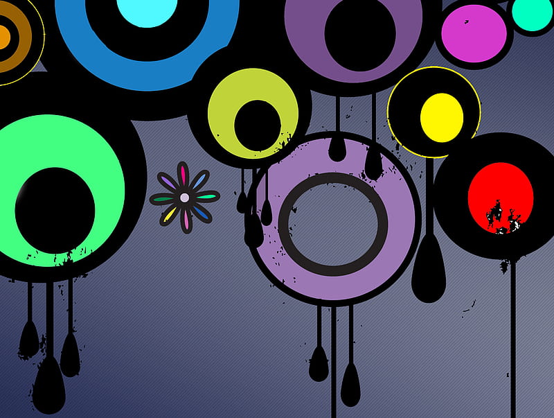 coloured, circles, colourful, multicoloured, HD wallpaper