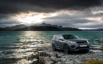 Land Rover Discovery Sport, coast, 2017 cars, offroad, new Discovery Sport, river, Land Rover, HD wallpaper