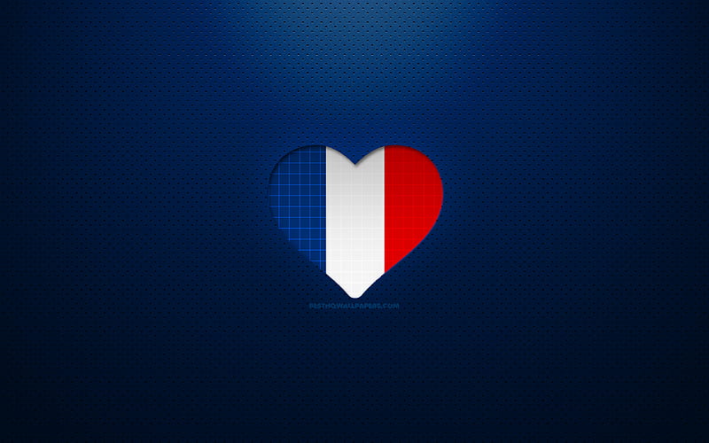 I Love France Europe, blue dotted background, French flag heart, France, favorite countries, Love France, French flag, HD wallpaper