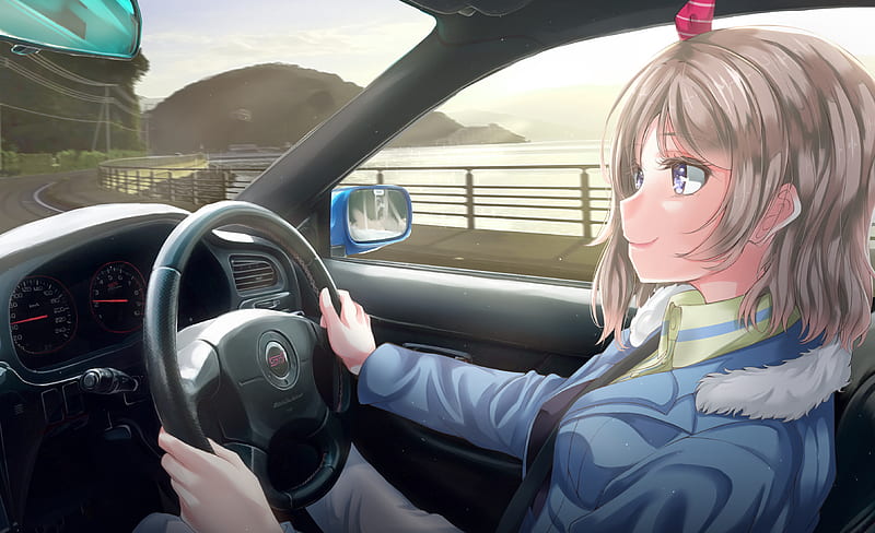 watanabe you, love live, driving, profile view, Anime, HD wallpaper