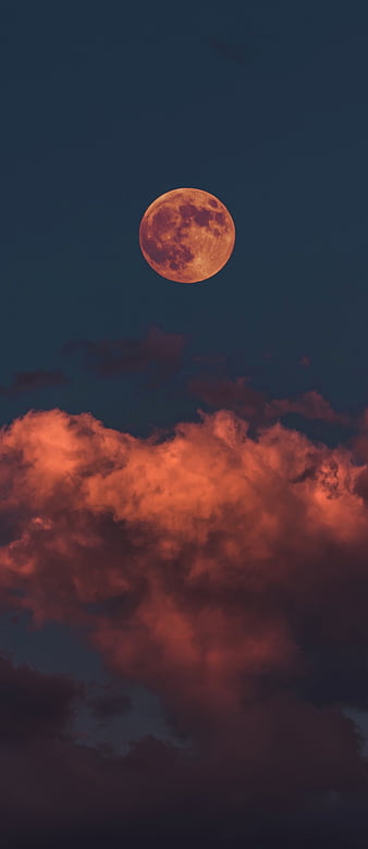 Blood Moon, aesthetic, clouds, creepy, halloween, iphone, moon, red, red clouds, spooky, HD phone wallpaper