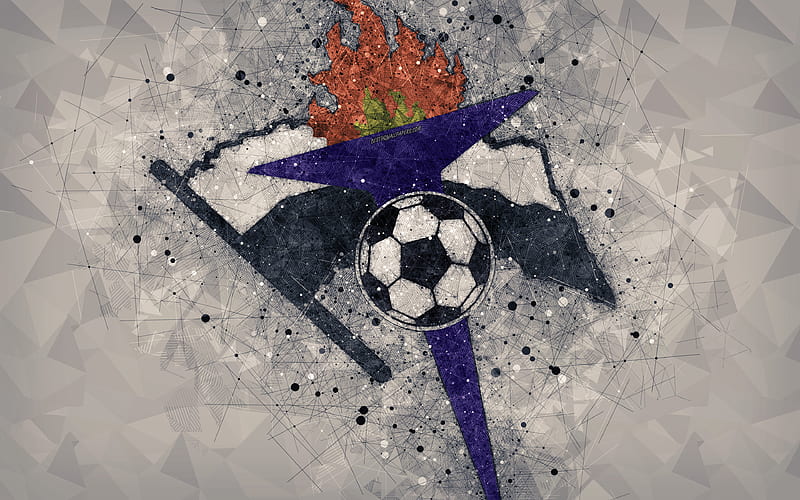 Gaz Metan Medias FC logo, geometric art, gray background, Romanian football club, emblem, Liga 1, Medias, Romania, football, art, HD wallpaper