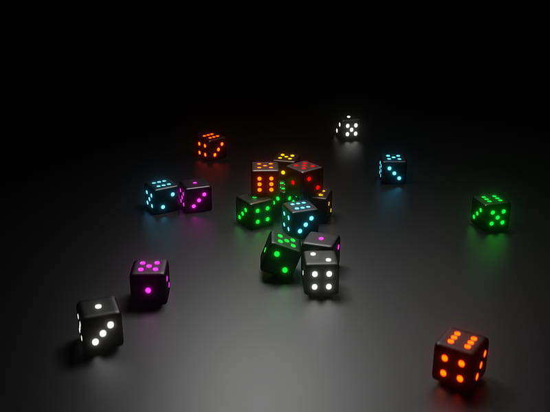 Dices, 3d, black, black dice, colourful, dark, dice, games, lock, phone, screen, HD wallpaper