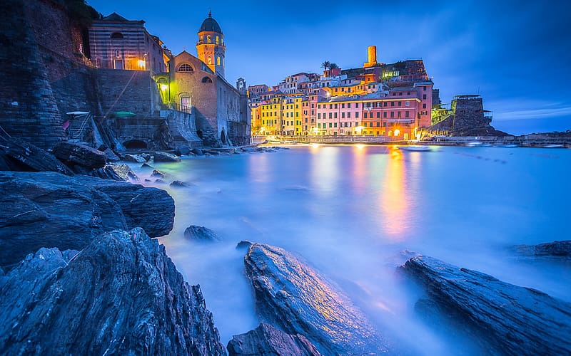 Sea, Italy, Vernazza, , Liguria, Towns, HD wallpaper