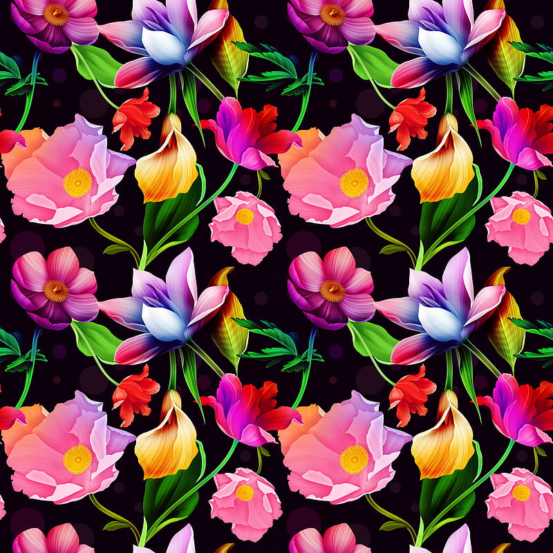 Colorful Flowers, abstract, background, colorful, colors, floral, flowers, vector, HD phone wallpaper