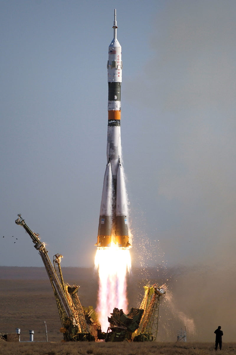 Sojuz, astronomy, cool, fire, launch, rocket, russia, ship, space, star, HD phone wallpaper