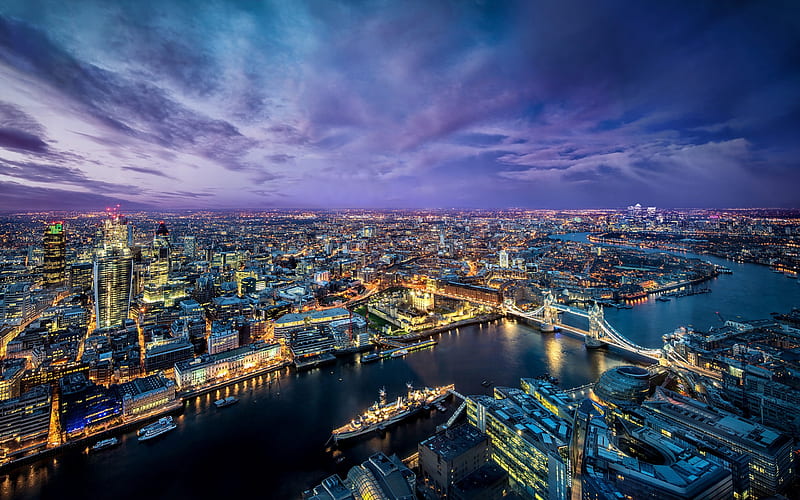 London At Dawn Seen From Above, HD wallpaper