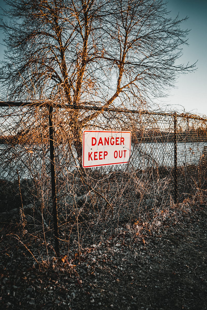 danger, warning, sign, fence, words, HD phone wallpaper