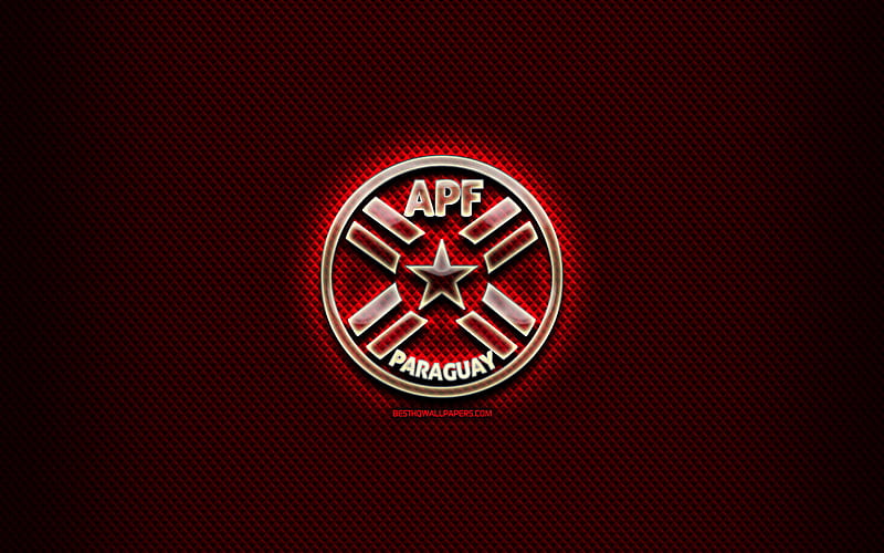 Paraguayan football team, glass logo, South America, Conmebol, red grunge background, Paraguay National Football Team, soccer, APF logo, football, Paraguay, HD wallpaper