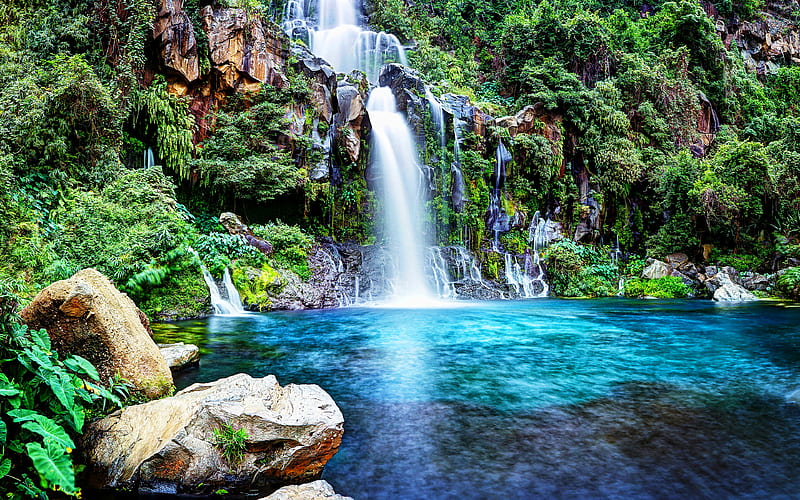Reunion Island, beautiful nature, waterfalls, R, Saint-Gilles, France, HD wallpaper