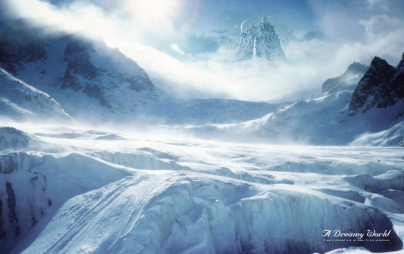 Winter Mountains, glacier, snow, peaks, ice, landscape, HD wallpaper