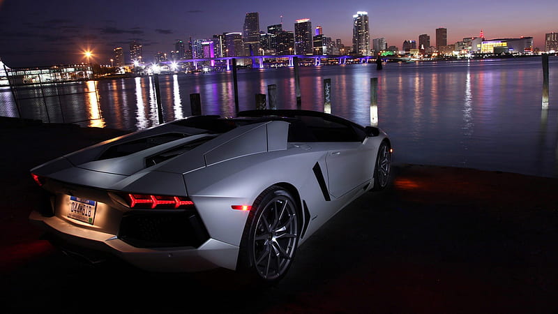 Aventador Night city, speed, performance, car, cuty, lamborghini, night, HD wallpaper