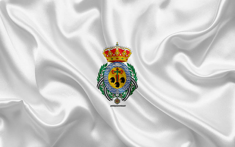 Flag of Santa Cruz de Tenerife silk texture, Spanish city, white silk flag, Santa Cruz de Tenerife flag, Spain, art, Europe, Santa Cruz de Tenerife, HD wallpaper