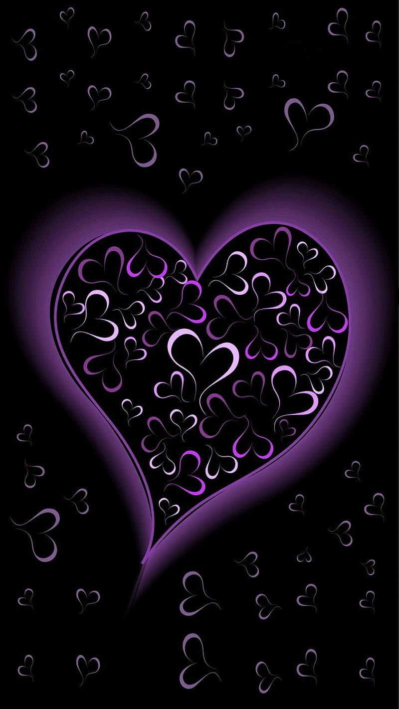Glowing Heart, abstract, purple, HD phone wallpaper