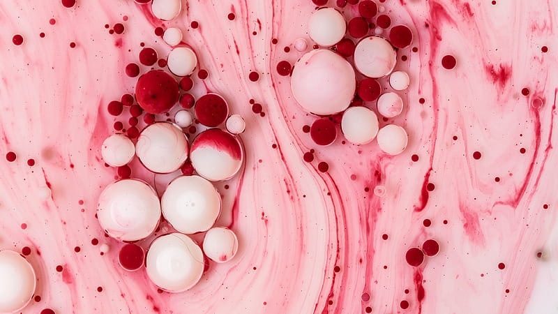 Dark Maroon Pink White Balls Paint Stains Abstract, HD wallpaper