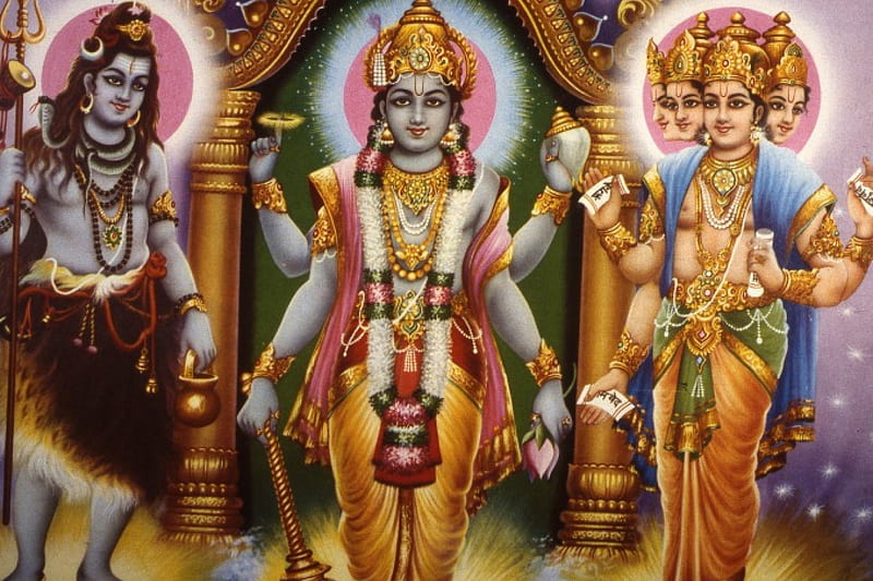 Brahma, Vishnu, Shiva, arms, Gods, blue, Hindu, HD wallpaper | Peakpx