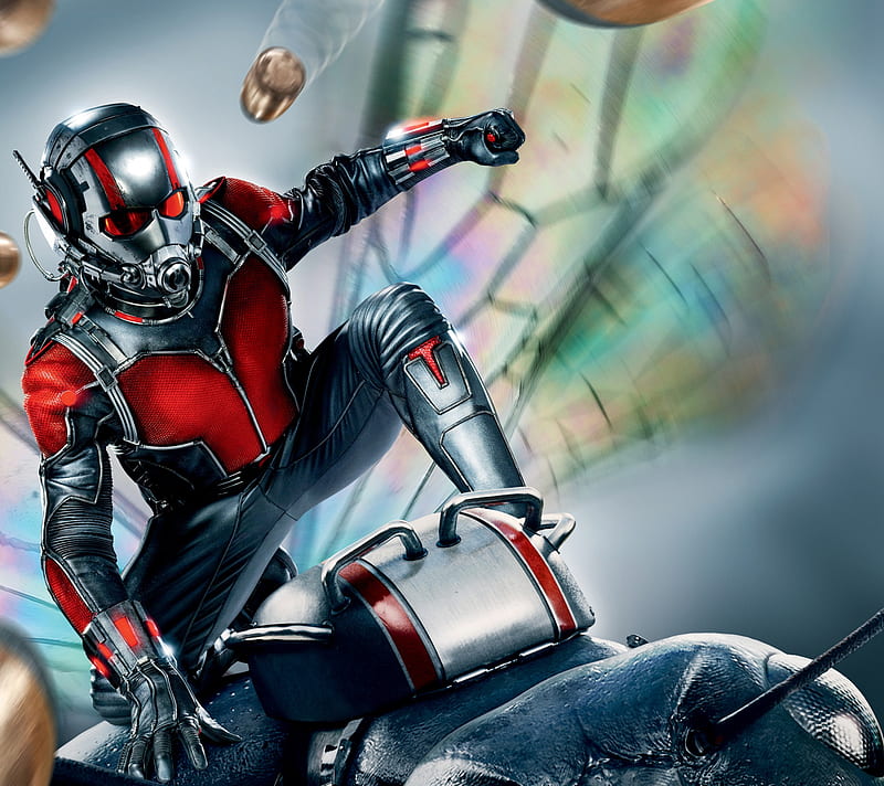 Ant Man, marvel, red, superhero, HD wallpaper
