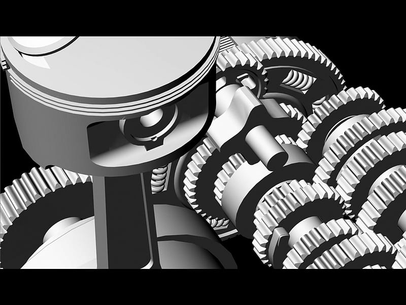 yamaha sr engine piston view, 3d, sr, engine, motorcycle, HD wallpaper