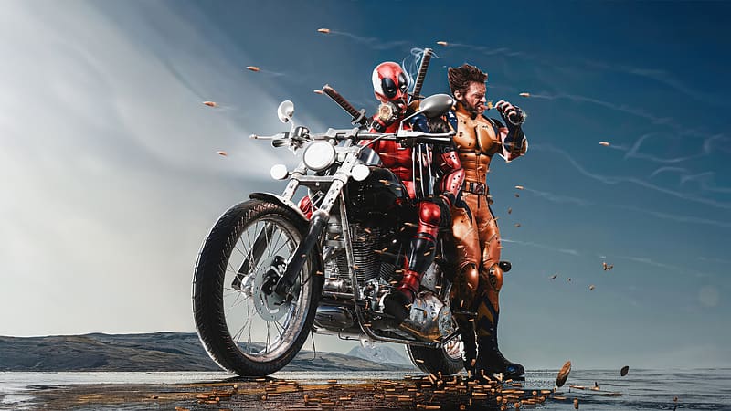 Deadpool And Wolverine Tear Up The Road, deadpool-3, deadpool, wolverine, 2024-movies, movies, hugh-jackman, superheroes, artist, artwork, digital-art, deviantart, HD wallpaper