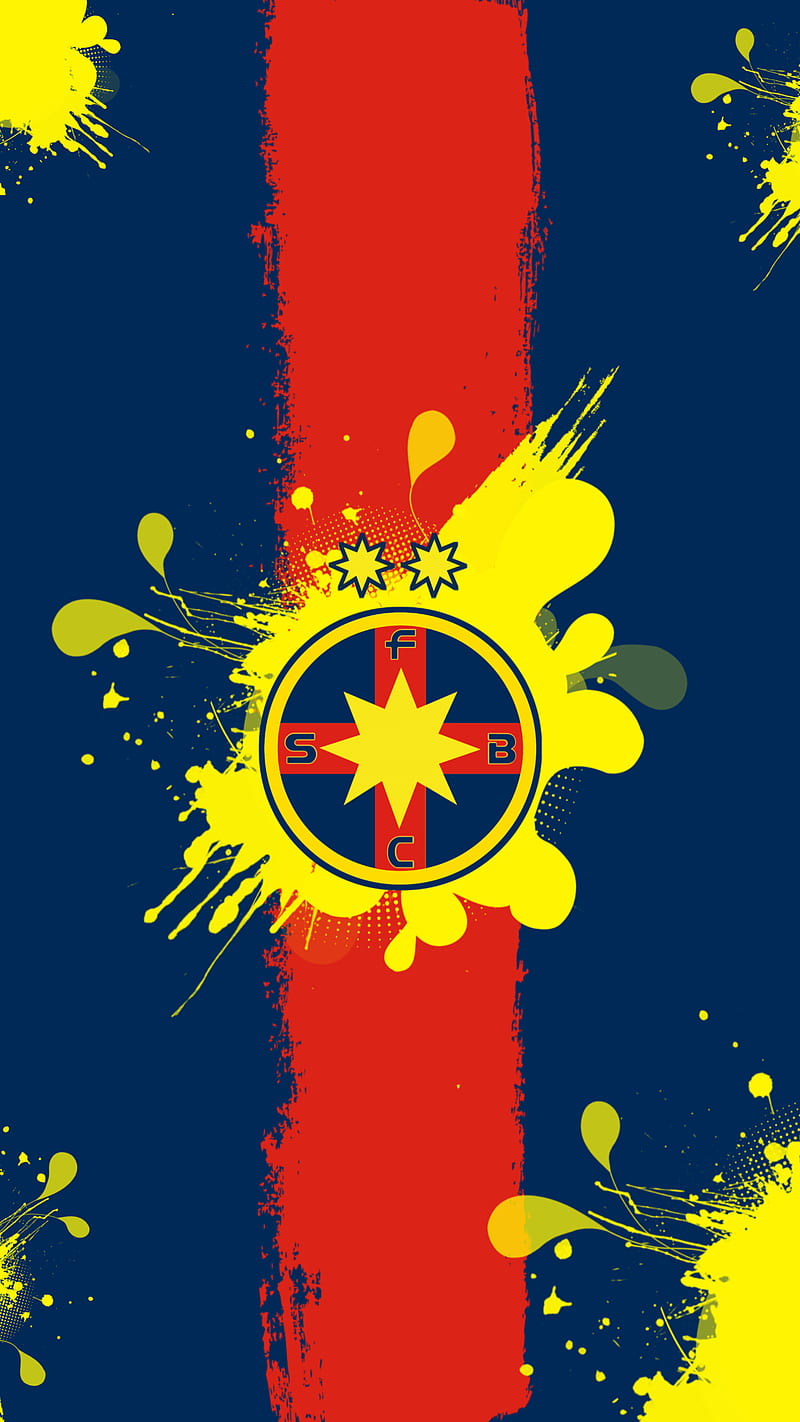 FCSB, blue, fotbal, logo, red, romania, steaua, yellow, HD phone wallpaper