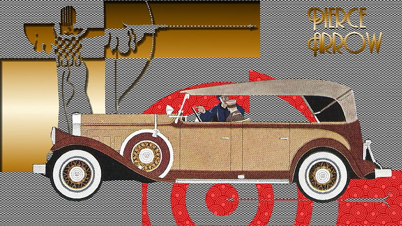 Deco Pierce Arrow, carros, Automobiles, vintage advertising, ad art, Pierce Arrow, vintage cars, art deco, HD wallpaper