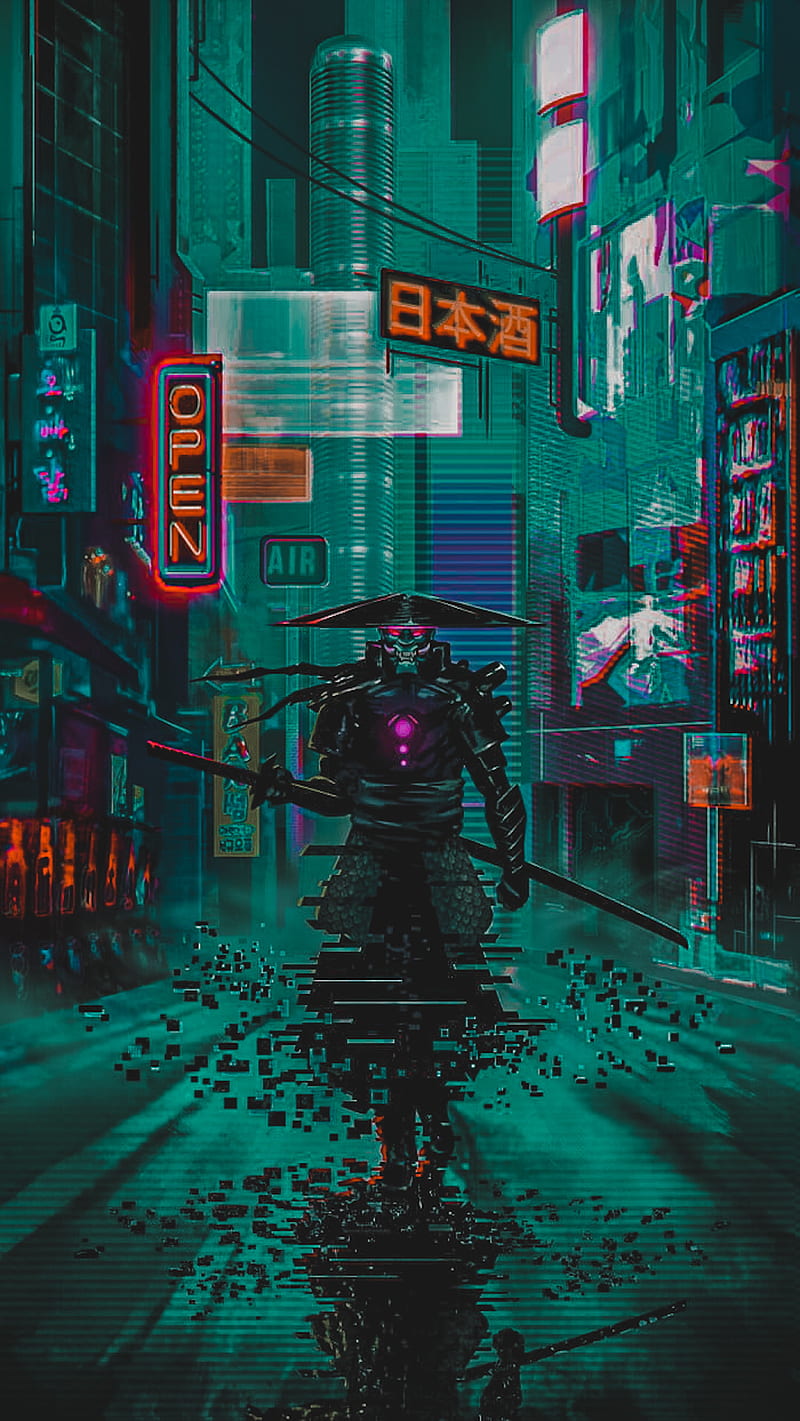 Ninja Cyberpunk Night City Wallpaper 4K #830h