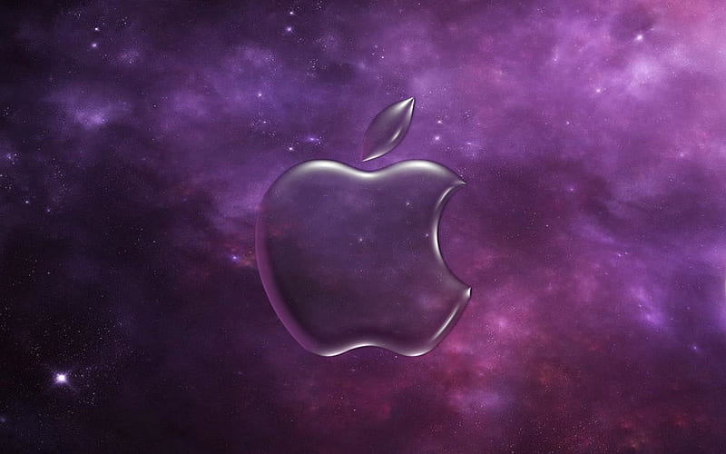 The purple apple milkyway, apple, logo, purple, universe, HD wallpaper
