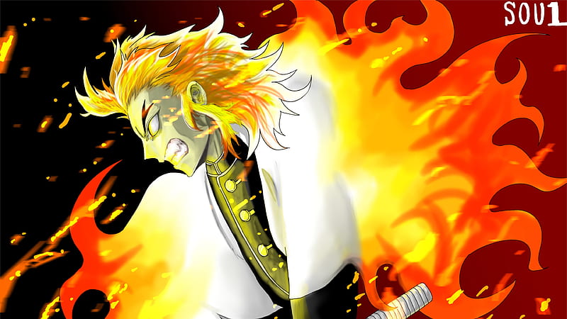 Demon Slayer Kyojuro Rengoku On Fire With Angry Face Anime Hd Wallpaper Peakpx