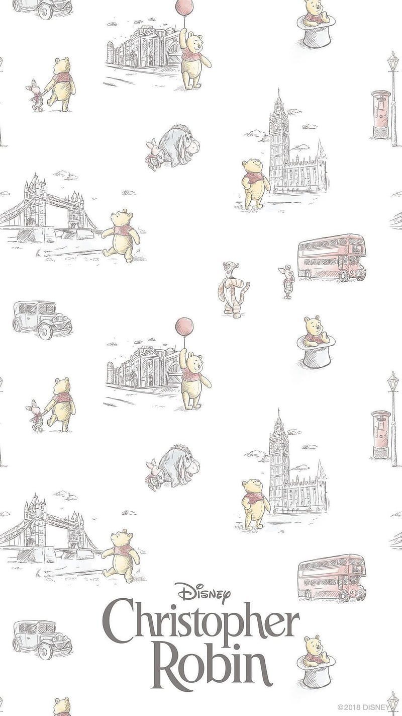 Christopher robin, phone, hello, unicorn, touch, painting, twins, plus, pooh, disney, HD phone wallpaper