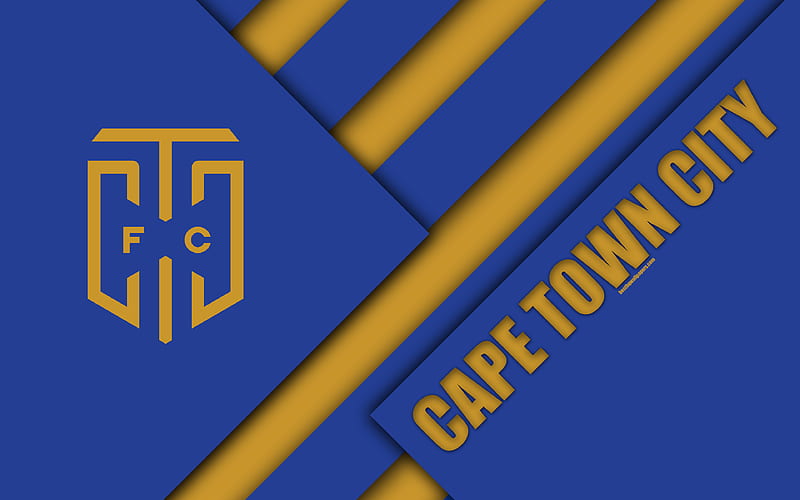 Cape Town City FC South African Football Club, logo, blue gold abstraction, material design, Cape Town, South Africa, Premier Soccer League, football, HD wallpaper