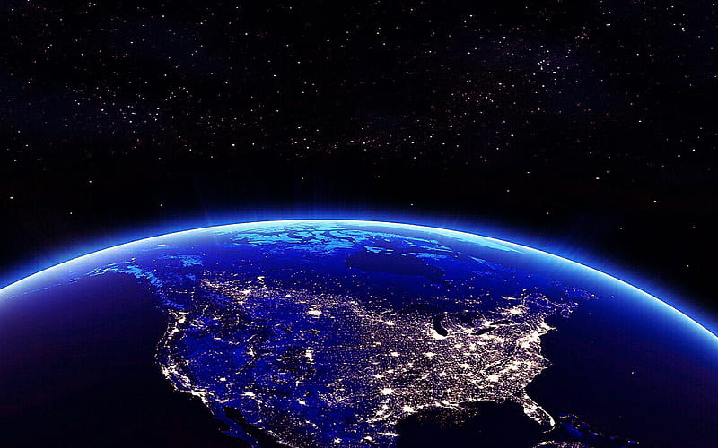 USA from space, USA city lights, USA at night from space, North America, USA, USA at night, view from space, HD wallpaper