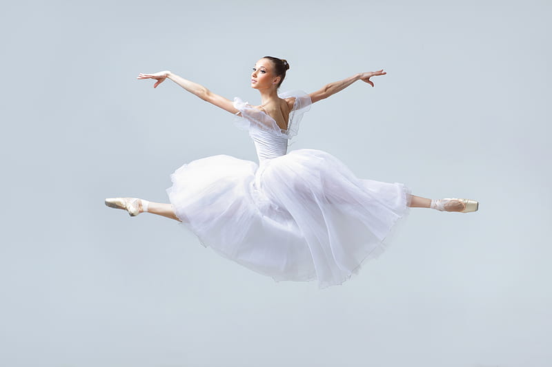 Ballerina, white, girl, dancer, HD wallpaper