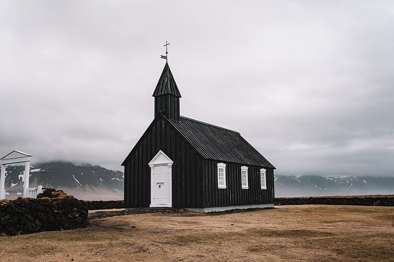 gray and black church under gray clouds, HD wallpaper