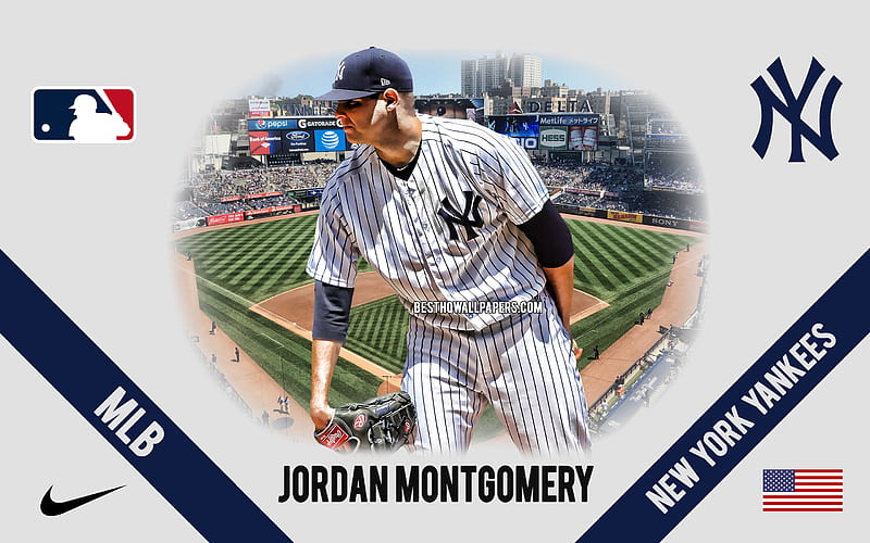 Jordan Montgomery, New York Yankees, American Baseball Player, MLB, portrait, USA, baseball, Yankee Stadium, New York Yankees logo, Major League Baseball, HD wallpaper