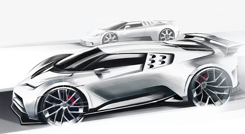2020 Bugatti Centodieci - Design Sketch , car, HD wallpaper