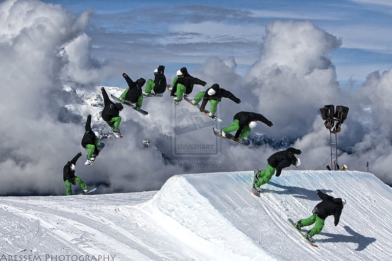 Snowboarding Sequence, sequence, snow, snowboarding, process, HD wallpaper