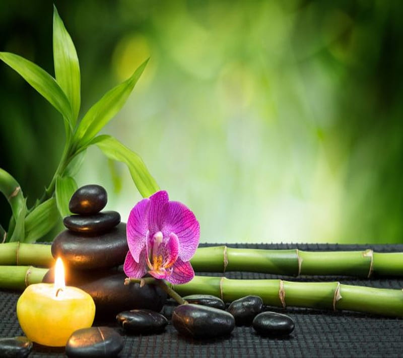 3D Abstract, bamboo, candles, orchids, stones, towels, HD wallpaper ...