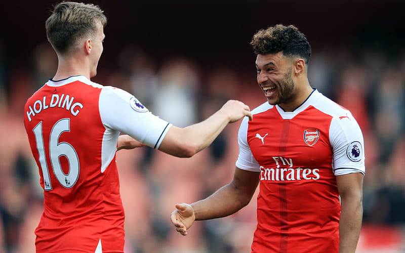 Rob Holding, Alex Oxlade, footballers Arsenal, The Gunners, Premier League, HD wallpaper