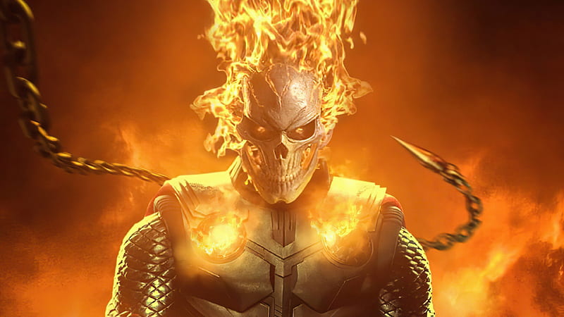 Ghost Rider In Flames , ghost-rider, superheroes, artist, artwork, digital-art, HD wallpaper