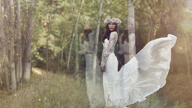 Wedding Bride, bride, wreath, graphy, dress, HD wallpaper | Peakpx