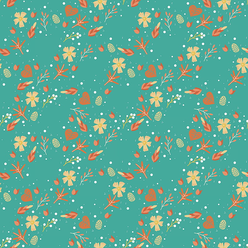 pattern, leaves, flowers, branches, HD phone wallpaper