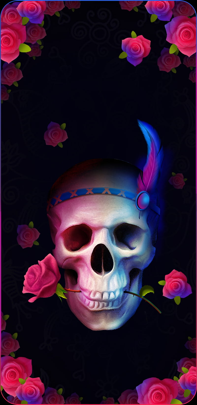 IndianLoveSkull feather girl girly pretty rose roses skull skulls  HD phone wallpaper  Peakpx